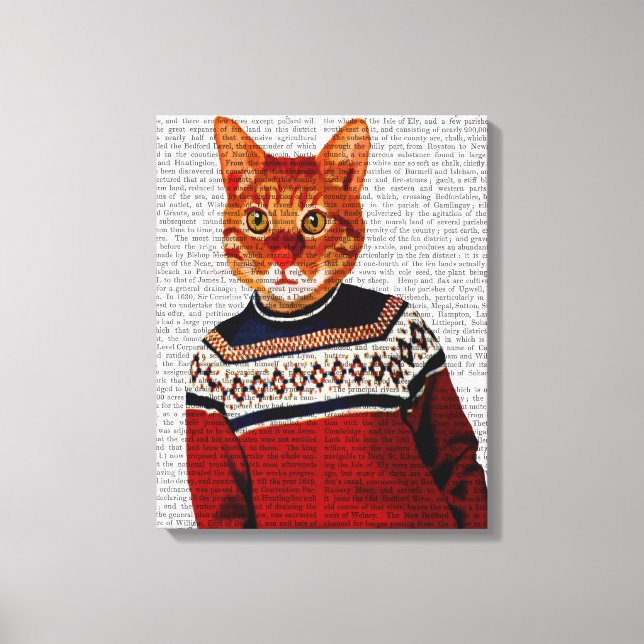 Cat in Ski Sweater Canvas Print (Front)