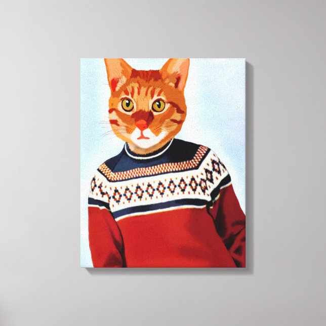 Cat in Ski Sweater Canvas Print (Front)