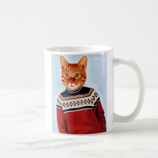 Cat in Ski Sweater Coffee Mug (Right)