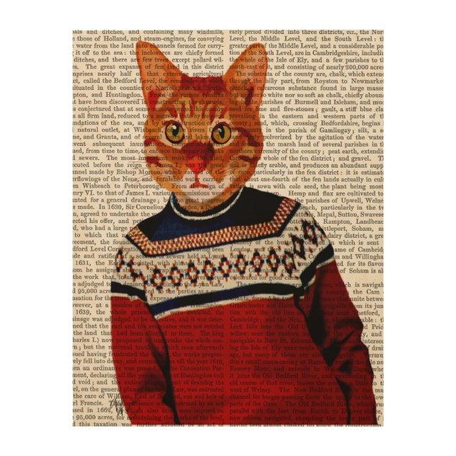 Cat in Ski Sweater Wood Wall Art (Front)