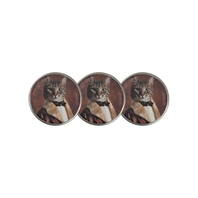 Cat in Smoking Jacket Golf Ball Marker (3 Up)