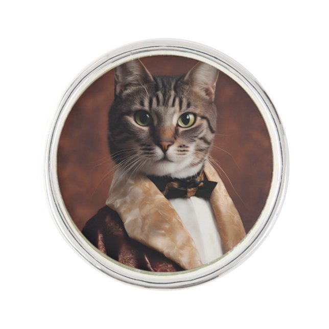Cat in Smoking Jacket Lapel Pin (Front)