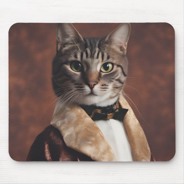 Cat in Smoking Jacket Mouse Pad (Front)