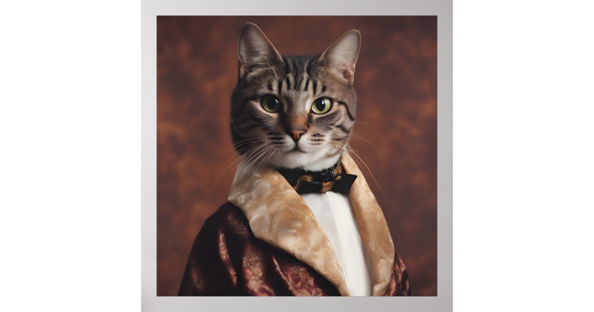 Cat in Smoking Jacket Poster Zazzle