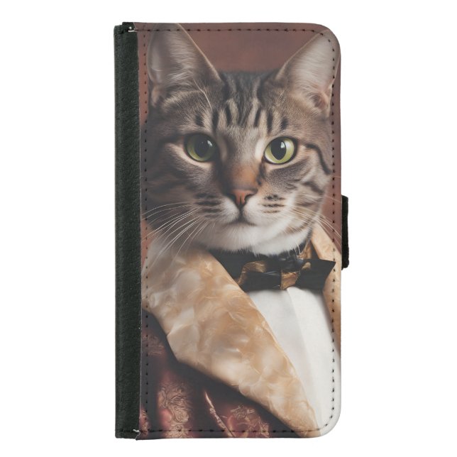 Cat in Smoking Jacket Samsung Galaxy Wallet Case (Front)