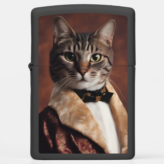 Cat in Smoking Jacket Zippo Lighter (Front)
