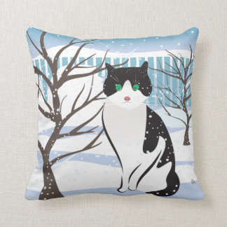 Cat in Snow (Ice) Throw Pillow