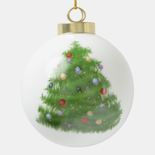 Cat in Snow Wearing Ear Muffs Ceramic Ball Christmas Ornament (Back)