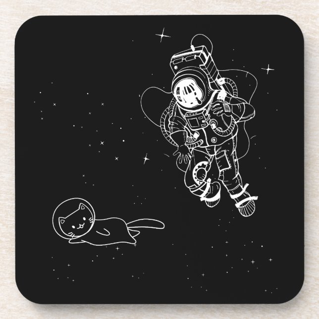 Cat in Space Beverage Coaster (Front)