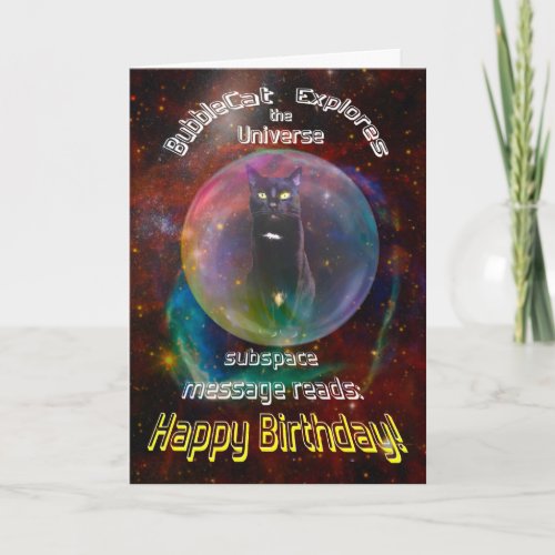 Cat in Space Birthday Card