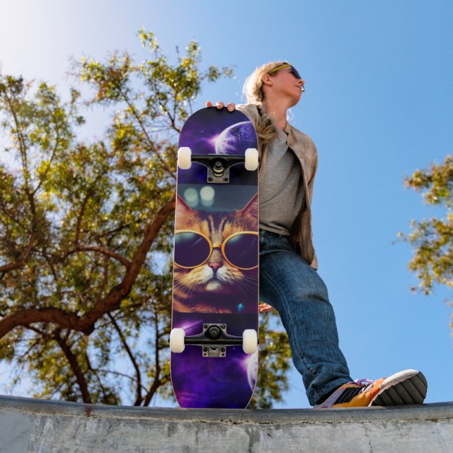 CAT IN SPACE FUNNY Skateboard Deck (Outdoor 1)