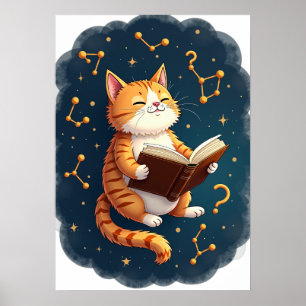 Cat In Space Reading Cosmic Booktok Astronomy Vint Poster