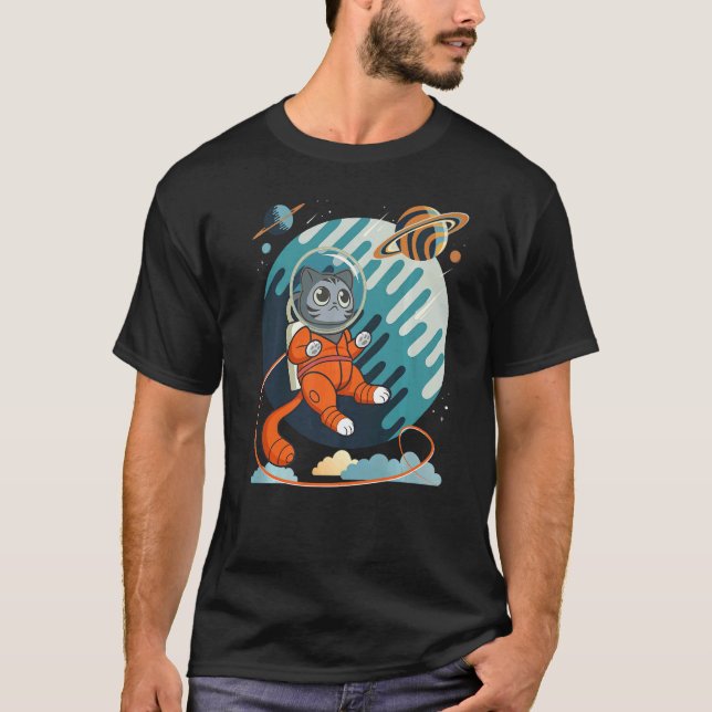 Cat in Space Space Cat Nerdy  2 T-Shirt (Front)