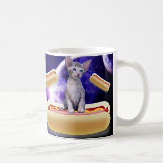 CAT IN SPACE WITH HOT DOGS COFFEE MUGS