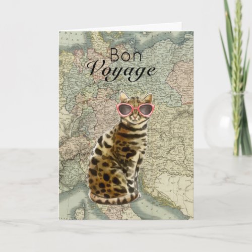Cat in Sunglasses Bon Voyage Safe Travels Card