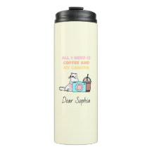 Cat in sunglasses&Camera&Coffee  Thermal Tumbler