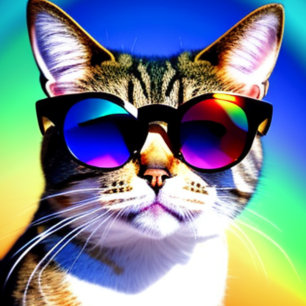 Cat in Sunglasses Head Face T-Shirt