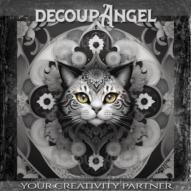 Cat in Tattoo Style -Decoupage- Tissue Paper (Creator Uploaded)