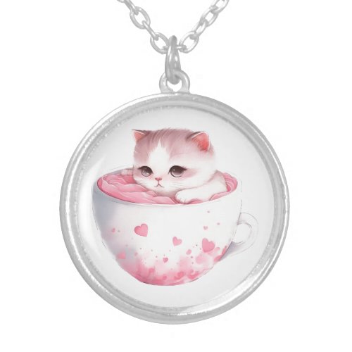 Cat in Teacup Necklace