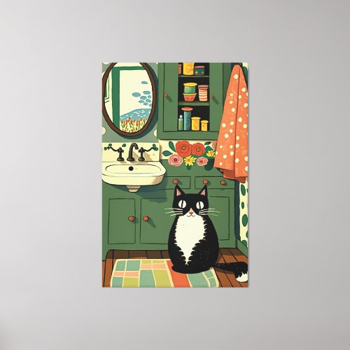 Cat in the bathroom V11 Canvas Print