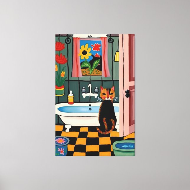 Cat in the bathroom V16 Canvas Print (Front)