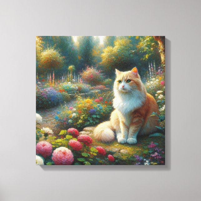 Cat in the Beautiful Garden Canvas Print (Front)