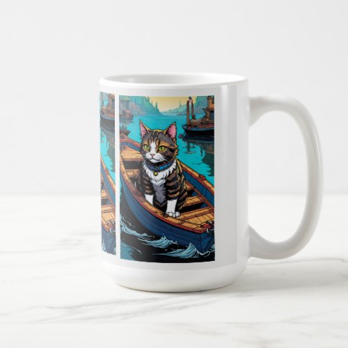 cat in the boat coffee mug