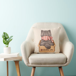 Cat in The Box Throw Pillow