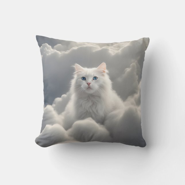 Cat in the clouds throw pillow (Front)