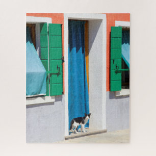 Cat In The Door Way In Burano, Italy Jigsaw Puzzle