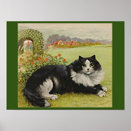 Cat in the Garden by Louis Wain  Card Poster