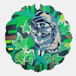 Cat in the garden. ornament card