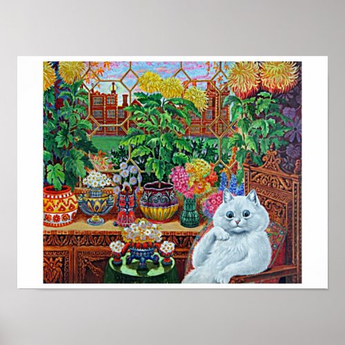 Cat in the Garden Room by Louis Wain Poster