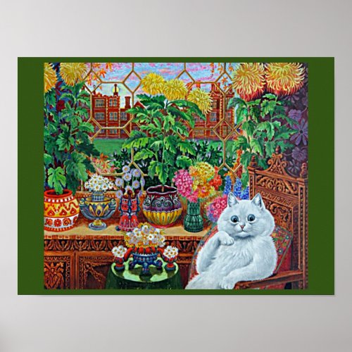 Cat in the Garden Room by Louis Wain Poster