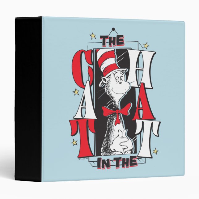 Cat In the Hat | B&W Text 3 Ring Binder (Front/Spine)