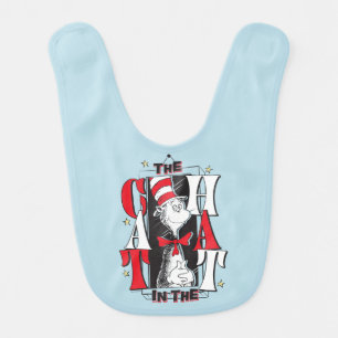 Cat In the Hat B&W Text Baby Bib