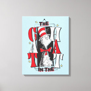 Cat In the Hat B&W Text Canvas Print