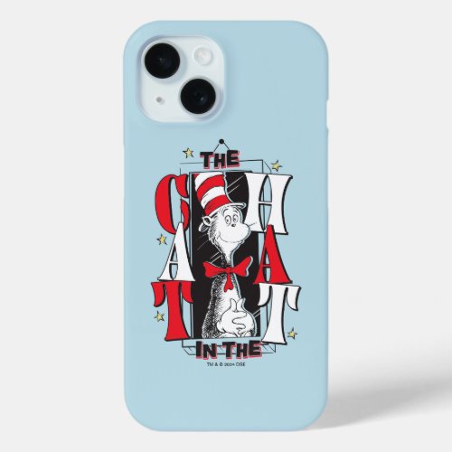 Cat In the Hat  BW Text iPhone 15 Case