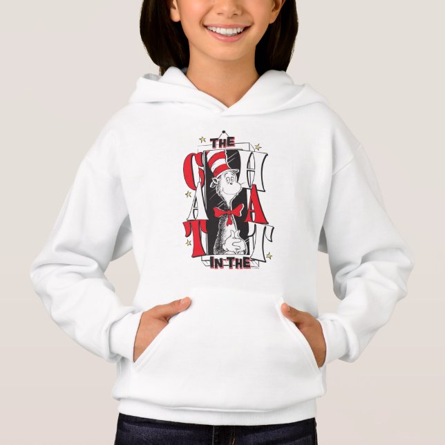 Cat In the Hat | B&W Text Hoodie (Front)