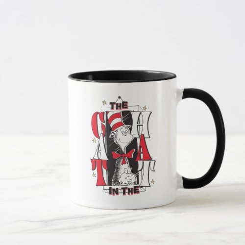 Cat In the Hat  BW Text Mug