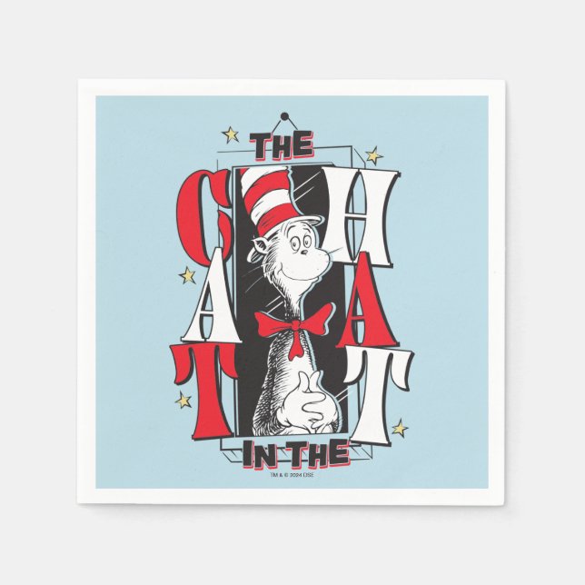 Cat In the Hat | B&W Text Napkins (Front)