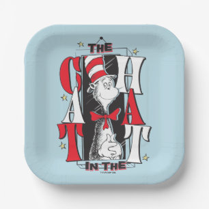 Cat In the Hat B&W Text Paper Plates