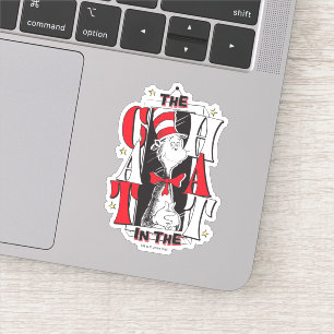 Cat In the Hat B&W Text Sticker