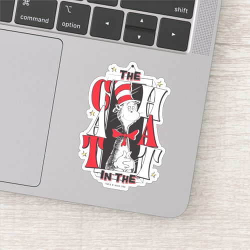 Cat In the Hat  BW Text Sticker