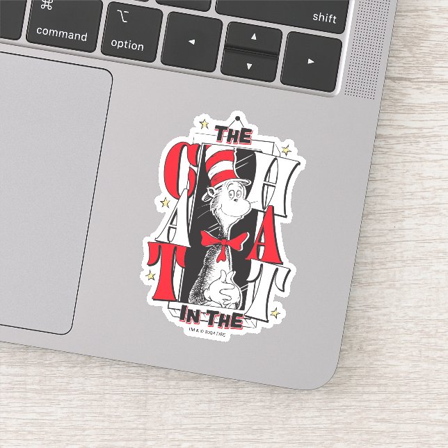 Cat In the Hat | B&W Text Sticker (Detail)