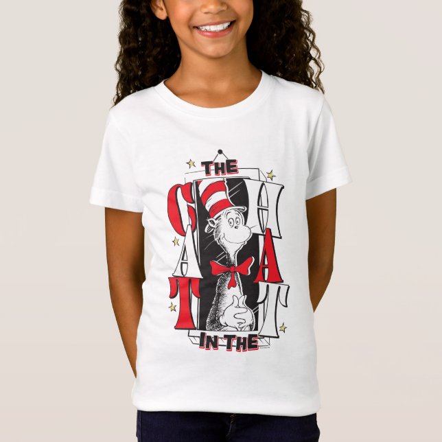 Cat In the Hat | B&W Text T-Shirt (Front)