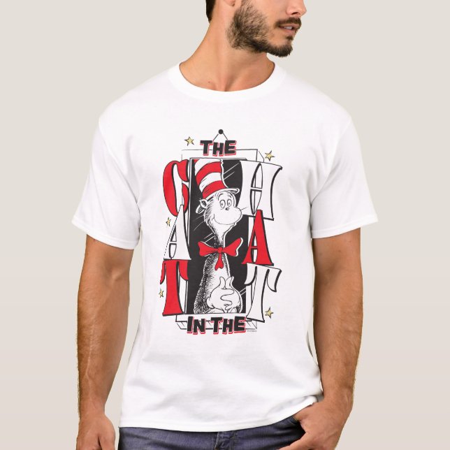 Cat In the Hat | B&W Text T-Shirt (Front)