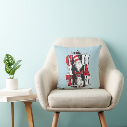 Cat In the Hat  BW Text Throw Pillow