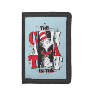 Cat In the Hat B&W Text Trifold Wallet