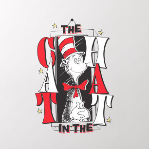 Cat In the Hat B&W Text Wall Decal